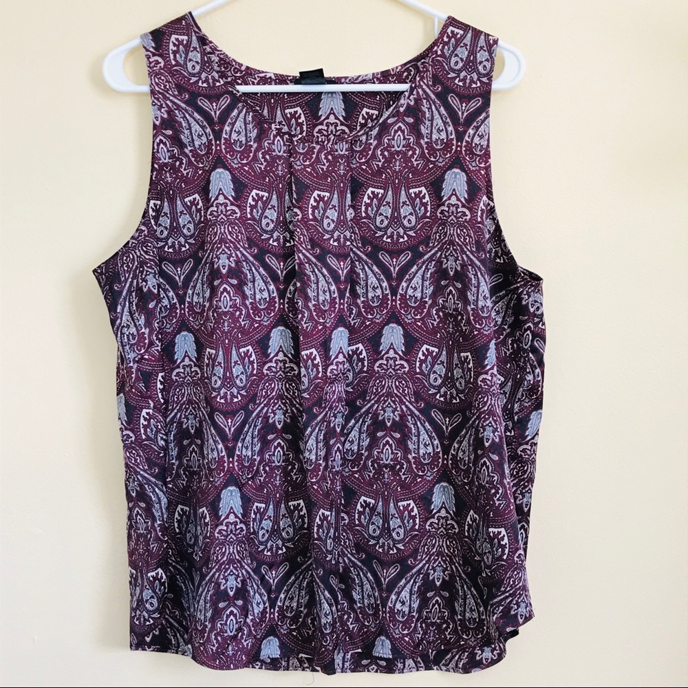 Ann Taylor Purple Paisley Tank Top Size L